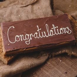 Large Message Flapjack Plaque With White Chocolate Message - Congratulations